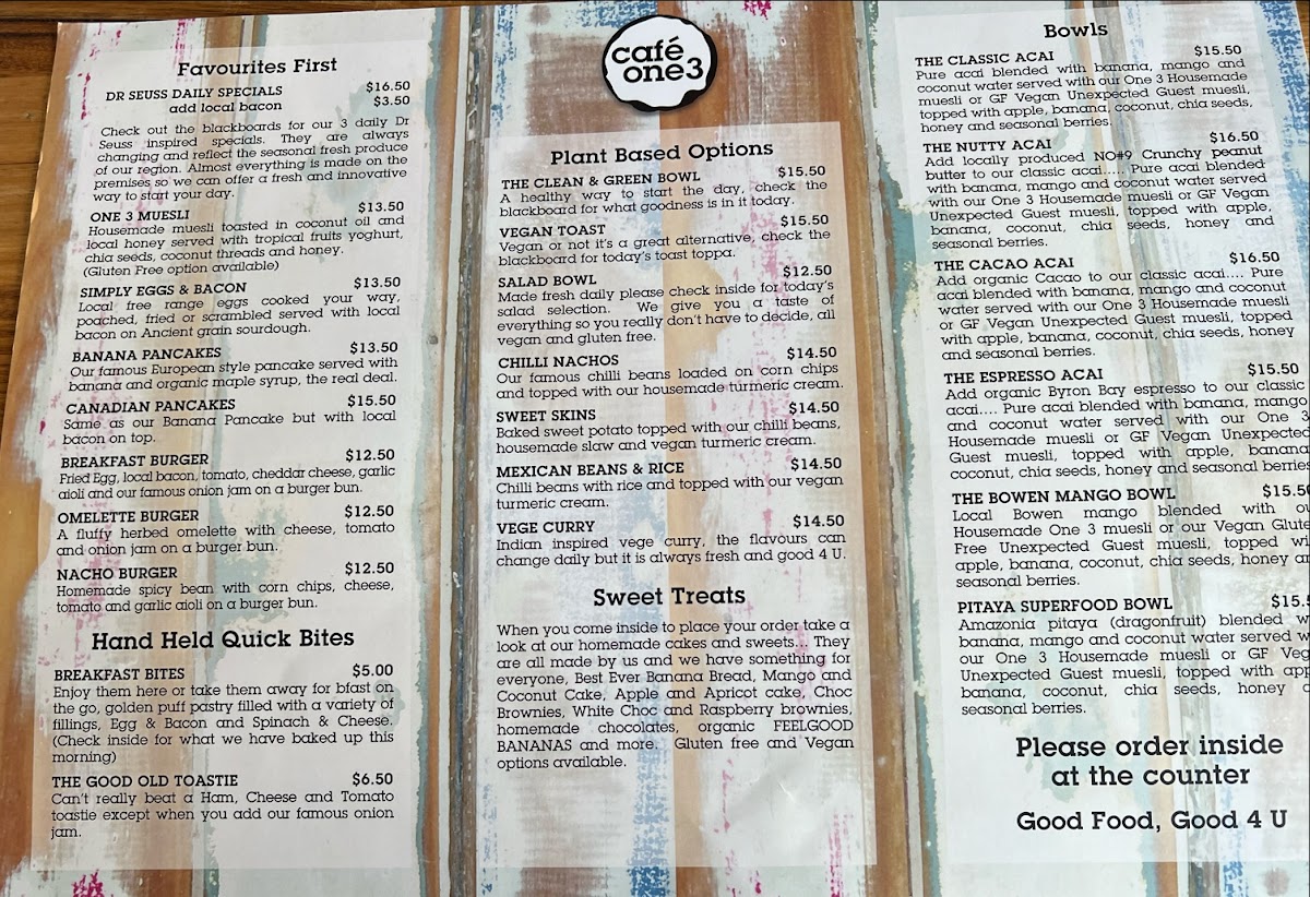 Cafe One 3 Menu 1