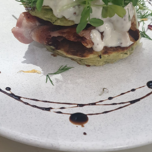 Zucchini Pea Fritter Stack