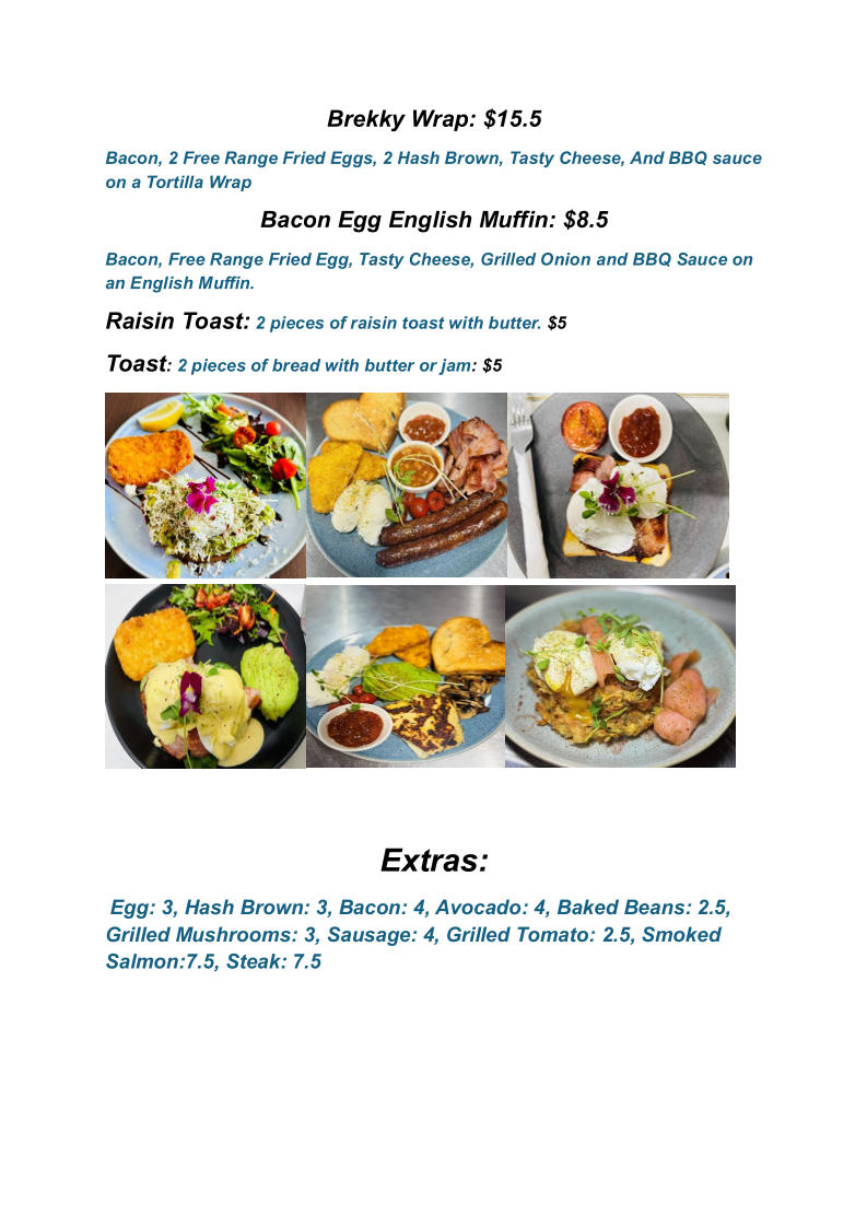 Goomeri Cafe & Restaurant Menu 1