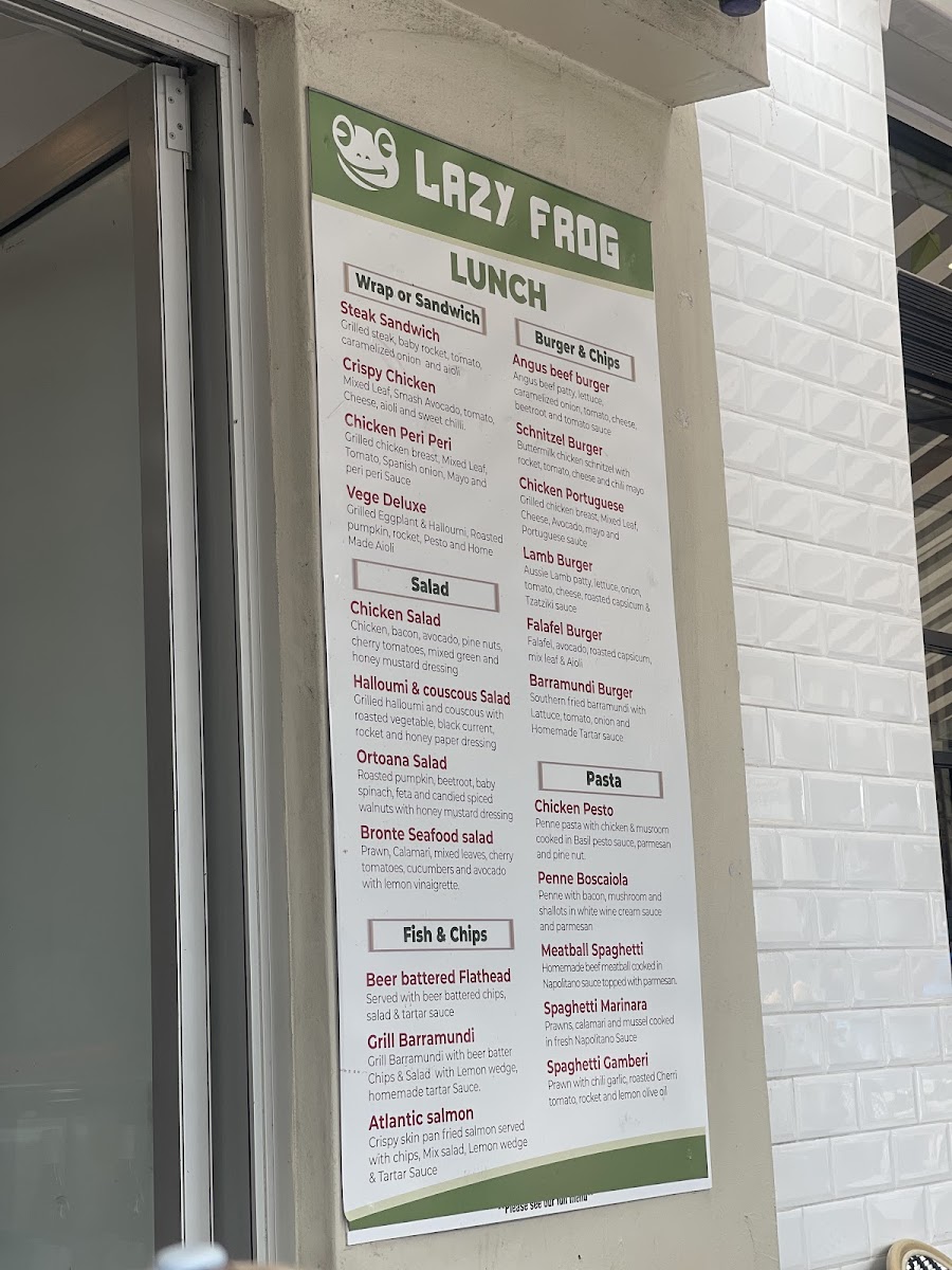 Lazy Frog Menu 1
