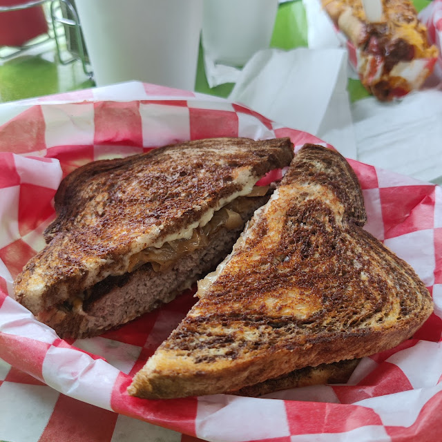 Patty Melt Burger and Fries