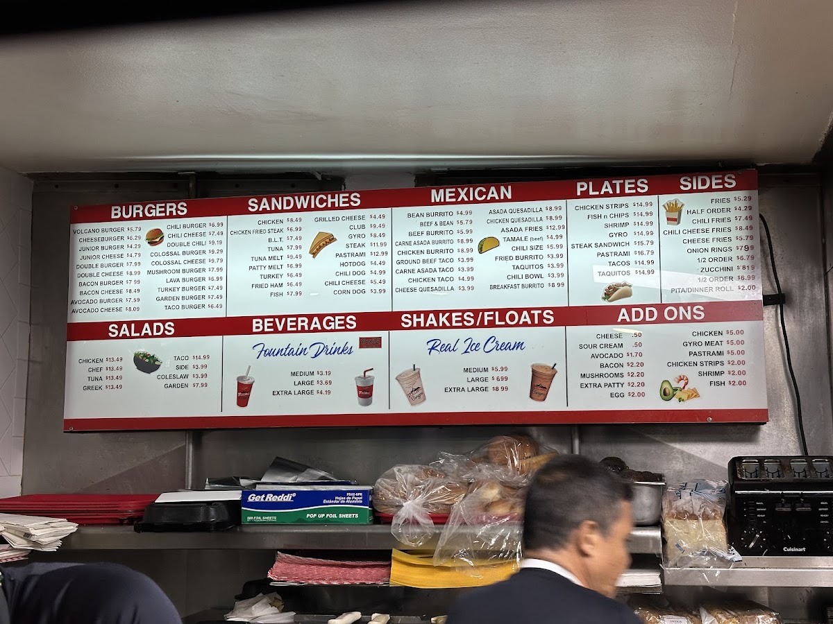 Volcano Burgers Menu 1