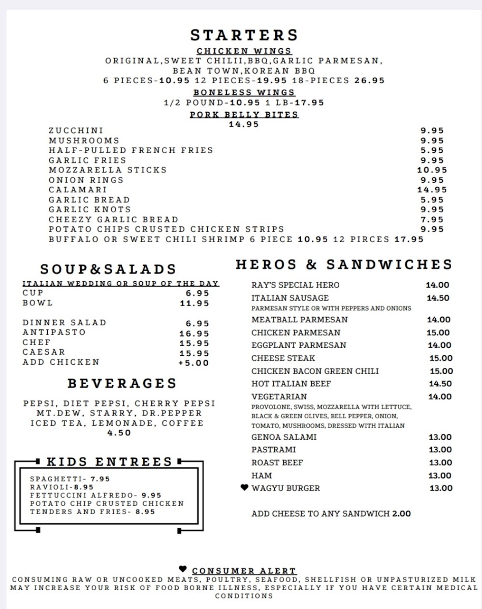 Argenziano's Menu 1