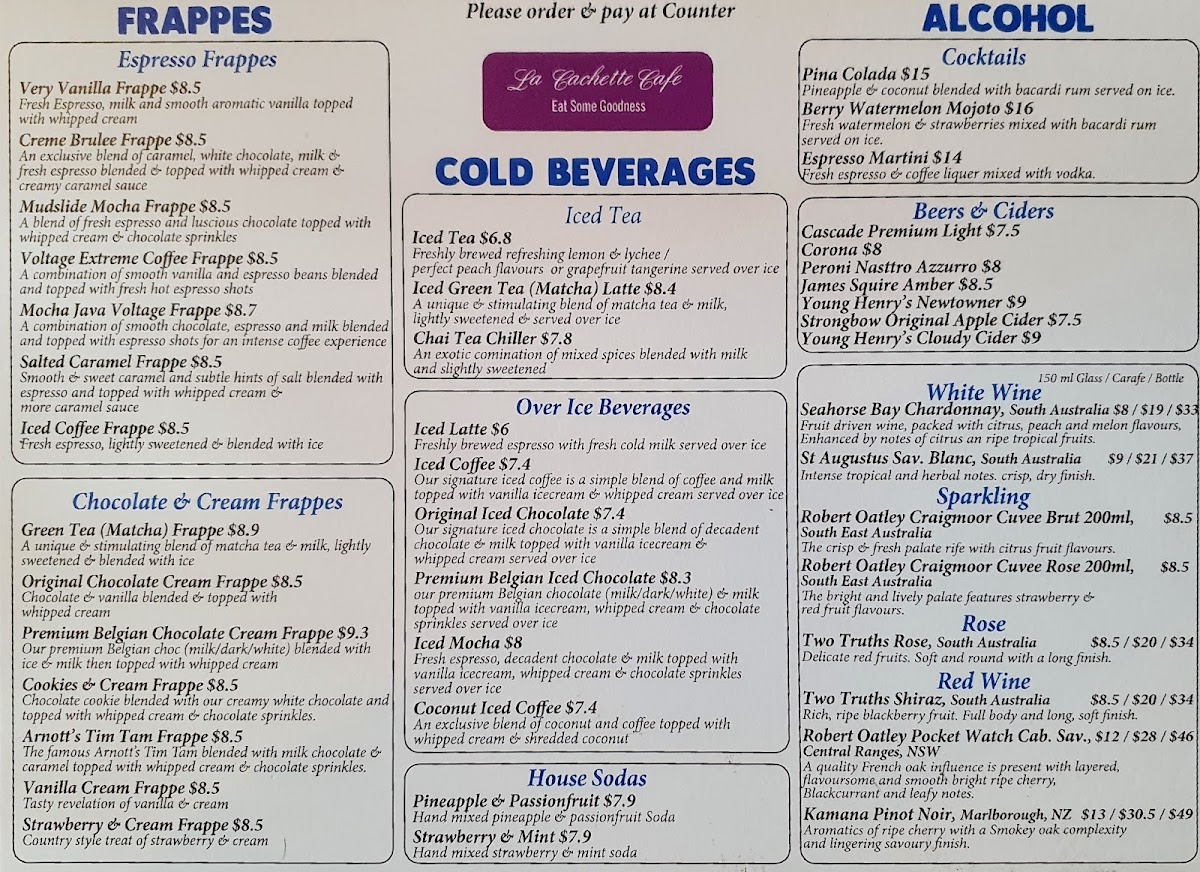 La Cachette Cafe Menu 1