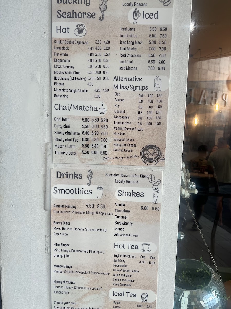 Bucking Seahorse Cafe Menu 1