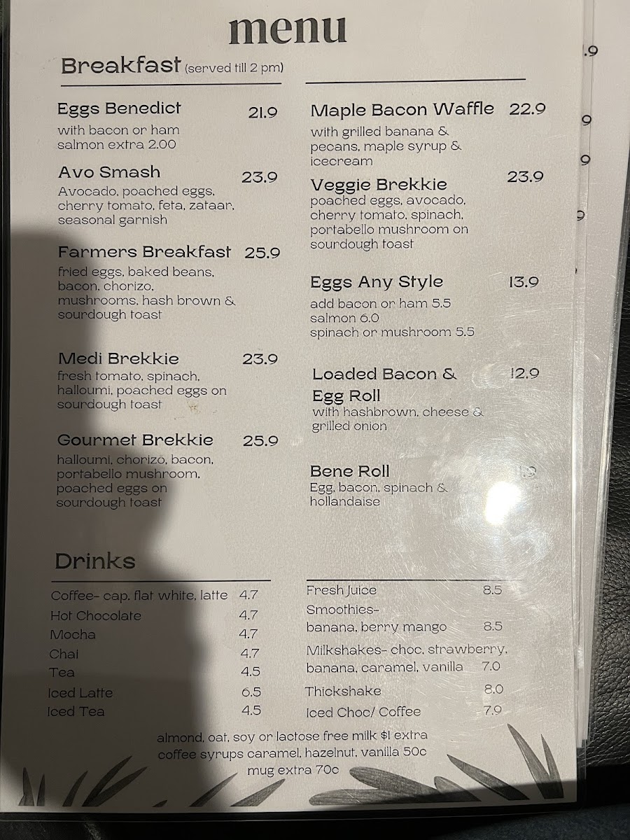 Park Cafe Menu 1