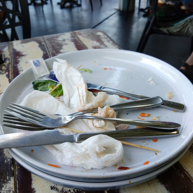Empty Plate That Was a Chicken Burger