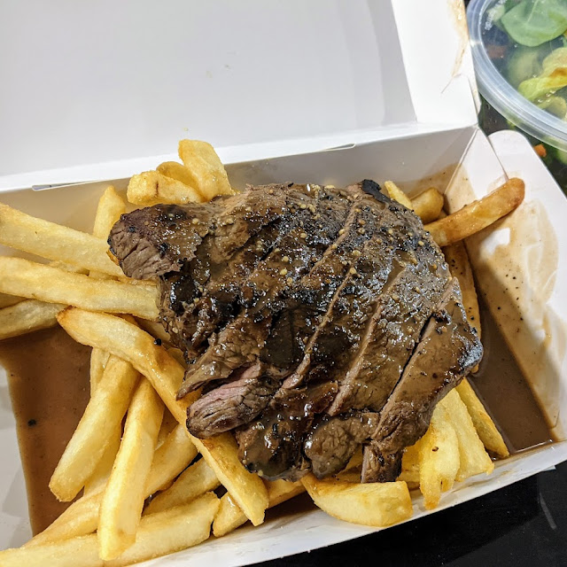 Steak Chips and Salad