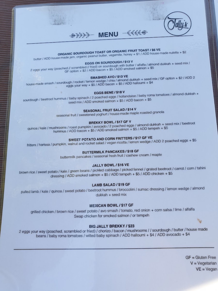 Jally's Menu 1