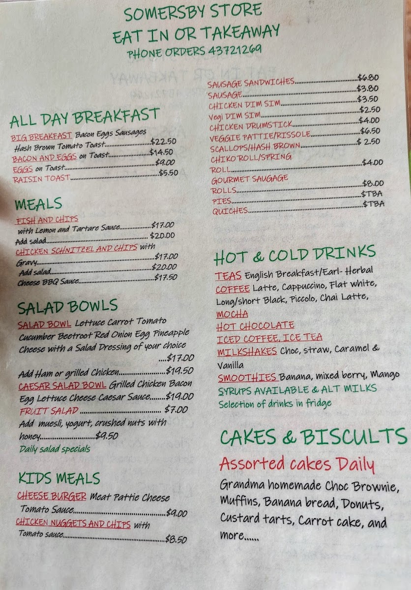 Somersby Cafe & Hotfood Menu 1