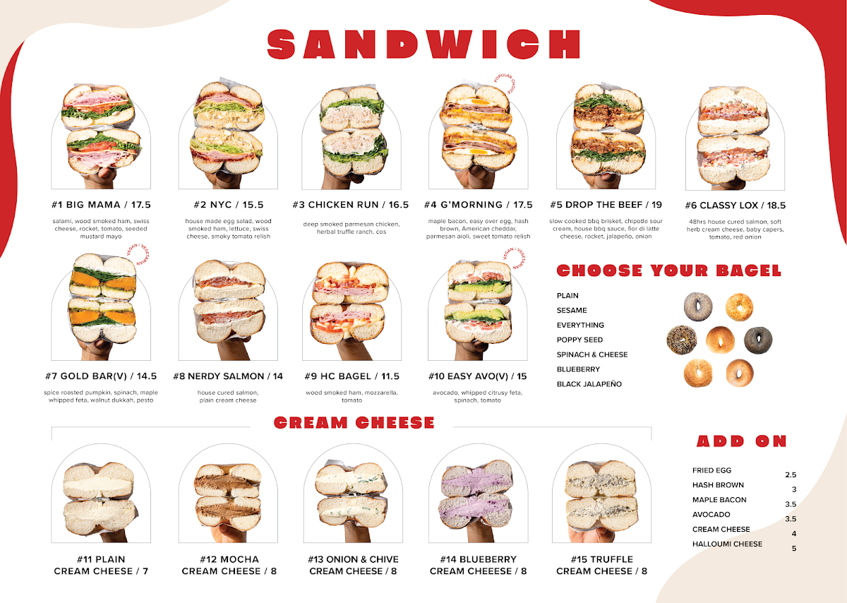 O Bagel Menu 1