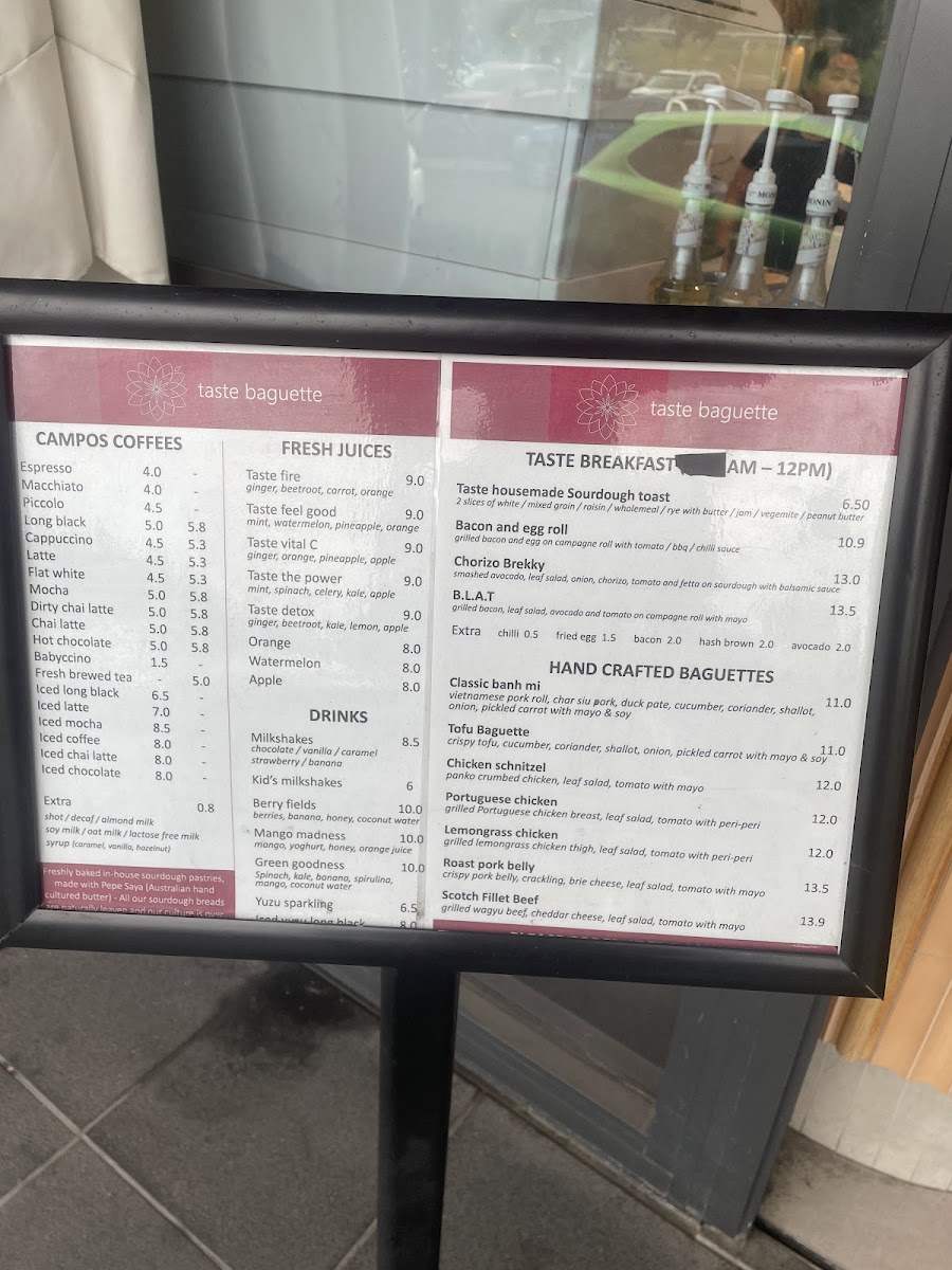Taste Baguette Menu 1