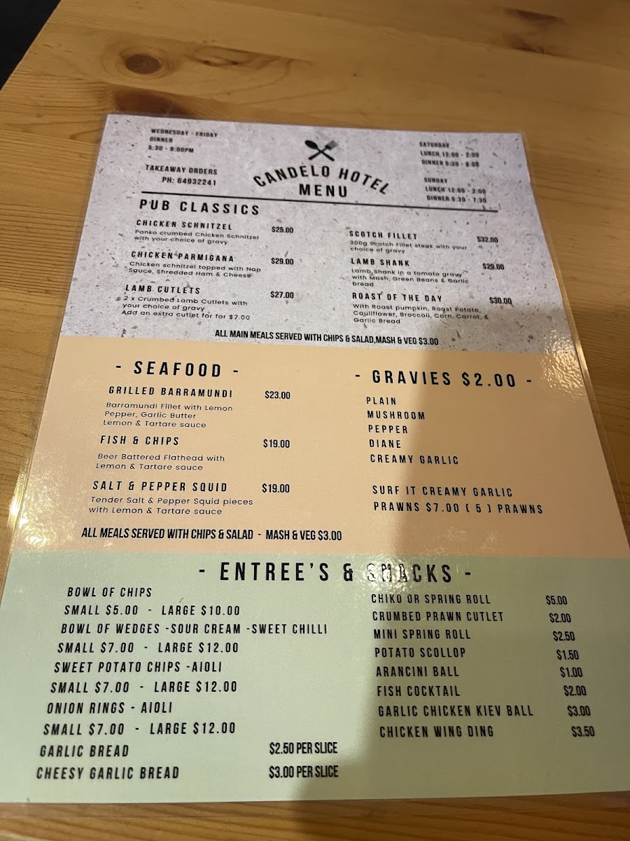 Candelo General Store Cafe Menu 1
