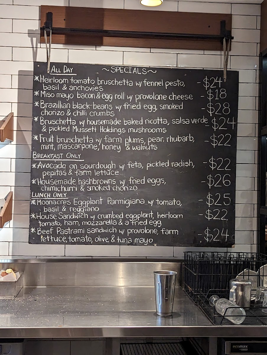 Moonacres Kitchen Menu 1