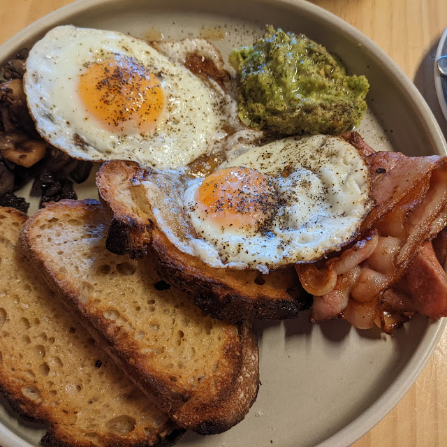 Bacon & Eggs with Mushrooms on Side